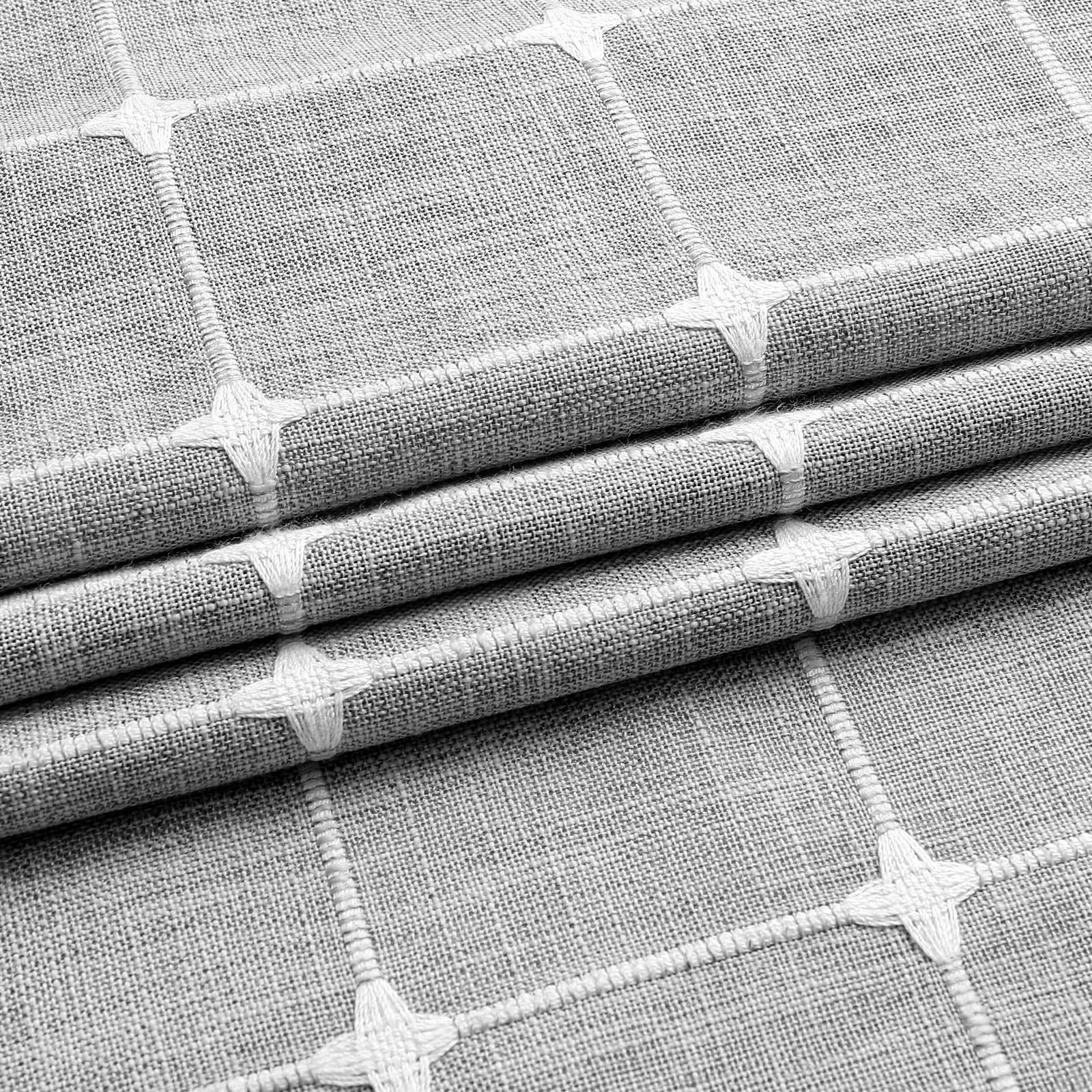 Mitovilla Grey Boho Extra Long Shower Curtain 72 X 84, Modern Farmhouse 84 Inch Xl Cotton Linen Texture Tassel Fabric Shower Cur